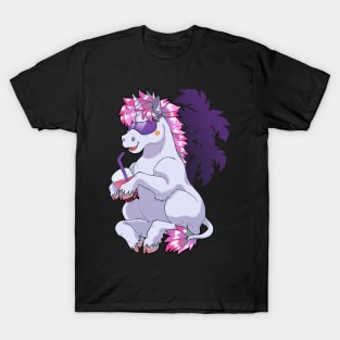 Funky Unicorn with boba tea T-Shirt